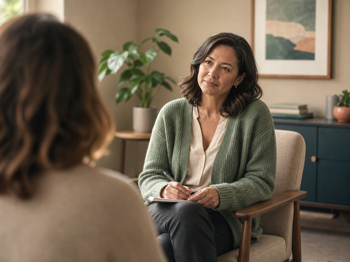 A therapist in session with a patient